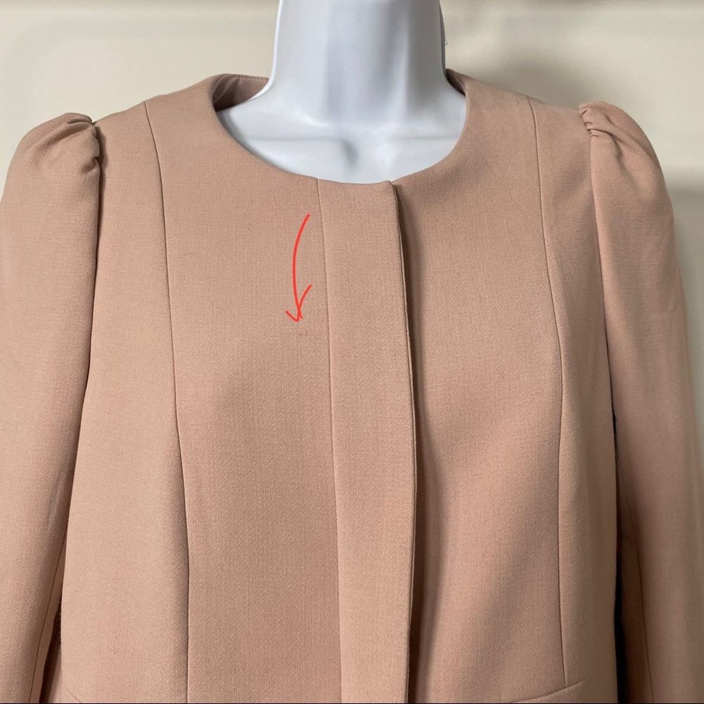 H&M Blush Pink Gathered Shoulder Lightweight Jacket Size 6 - Picture 8 of 9